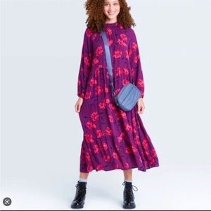 A New Day Purple and Pink Floral Long Sleeve Maxi Dress